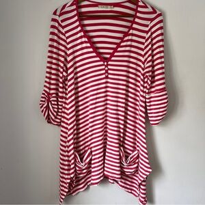 Caite Top Tunic Casual Stripes Womens Size Medium